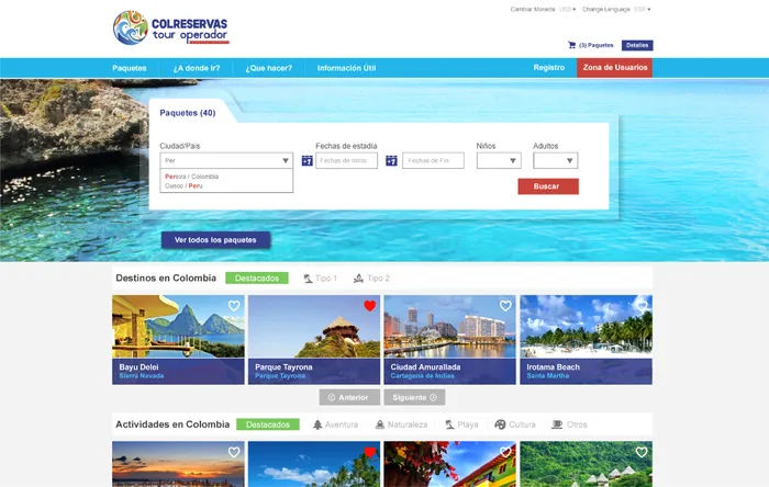 Sitio web De Turismo por Colombia